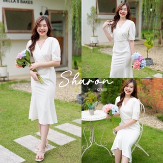 Sharon dress⁣⁣⁣ เดรสสีขาว กระโปรงระบายหางปลาl