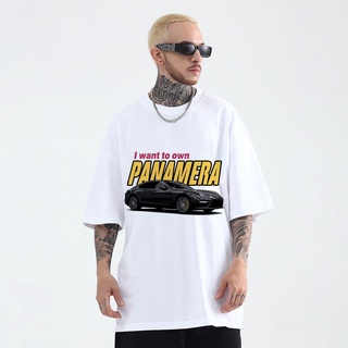 Luxury car Oversize T Shirt for Men ParamelaSwag Top Trendy Tops Cotton T-shirt Trendy Short Sleeveเสื้อยืด