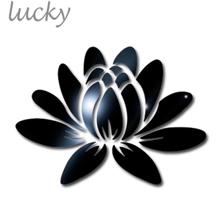 Lucky~ สติกเกอร์อะคริลิค ลายดอกไม้ ดอกบัว ขนาด 25*18 ซม. สําหรับติดตกแต่งผนังบ้าน Diy #Lucky888