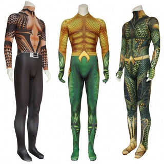 ชุดบอดี้สูทคอสเพลย์ Arthur Curry Aquaman Spandex Zentai สําหรับปาร์ตี้ฮาโลวีน