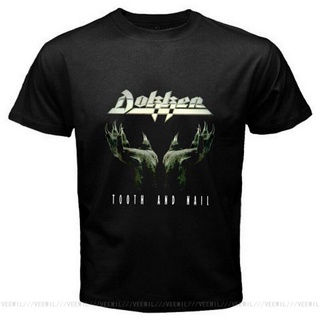 คอตต้อนคอกลมขายดี เสื้อยืดลําลอง แขนสั้น คอกลม พิมพ์ลาย DOKKEN TOOTH AND NAIL Rock Band Legend สีดํา สําหรับผู้ชาย S To