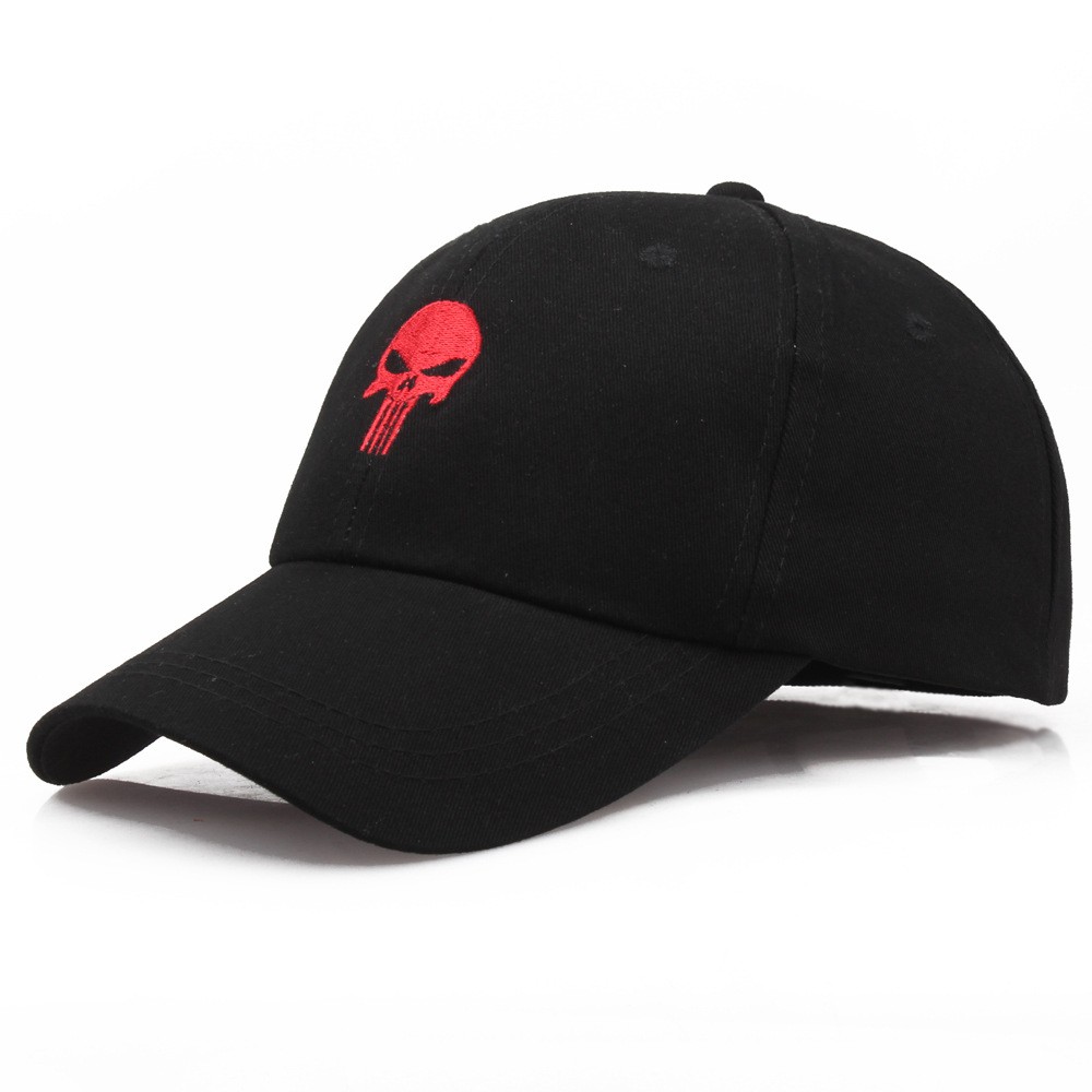 ใหม่ผู้ชาย Cool หมวก Punisher Skull พ่อหมวกหมวกผ้าฝ้ายสีดําร้อน GYM กีฬาเบสบอล Snapback หมวกหมวกหมวกสําหรับชาย