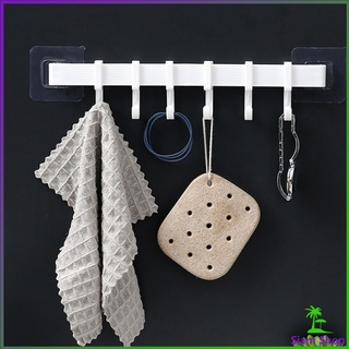 แบบติดแผ่นกาว ไม่ต้องเจาะผนัง """ราวตะขอ""" พลาสติกอเนคประสงค์  Towel rack