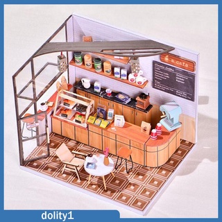 [Dolity1] ชุดโมเดลบ้านตุ๊กตา บ้านจิ๋วDiy ประกอบเอง สําหรับร้านกาแฟ