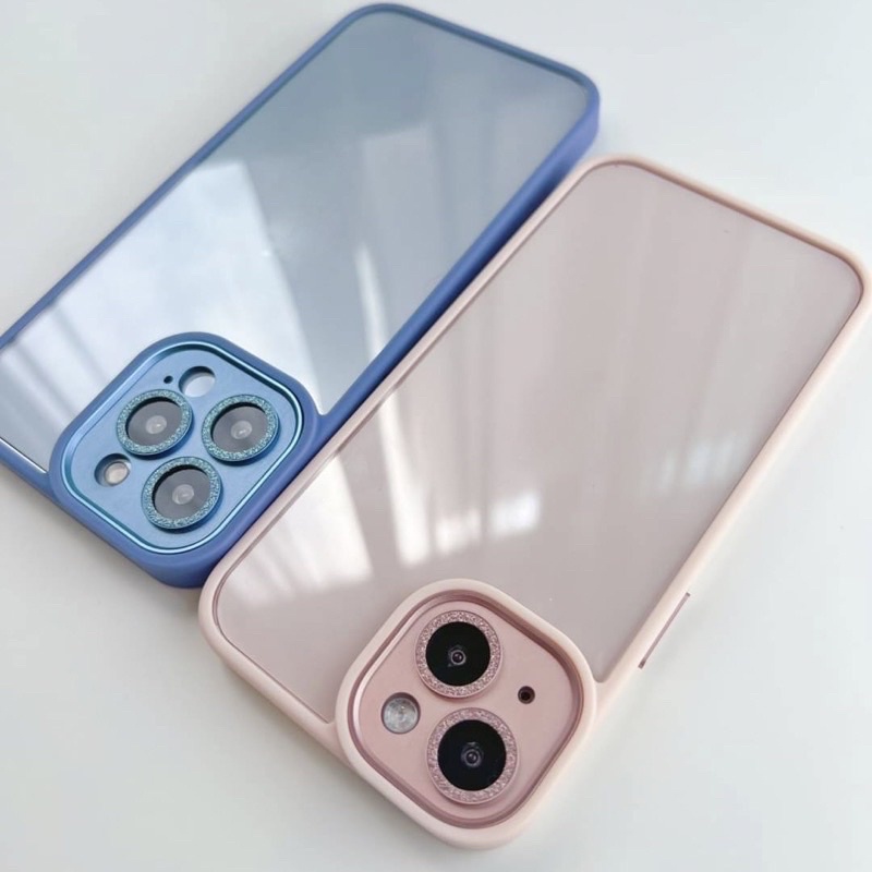 พร้อมส่งในไทย✨T1S95 เคสใสขอบสีกากเพชรคลุมกล้อง เคสขอบสี เคสกากเพชร สำหรับ iPhone case เคสไอโฟน 12pro
