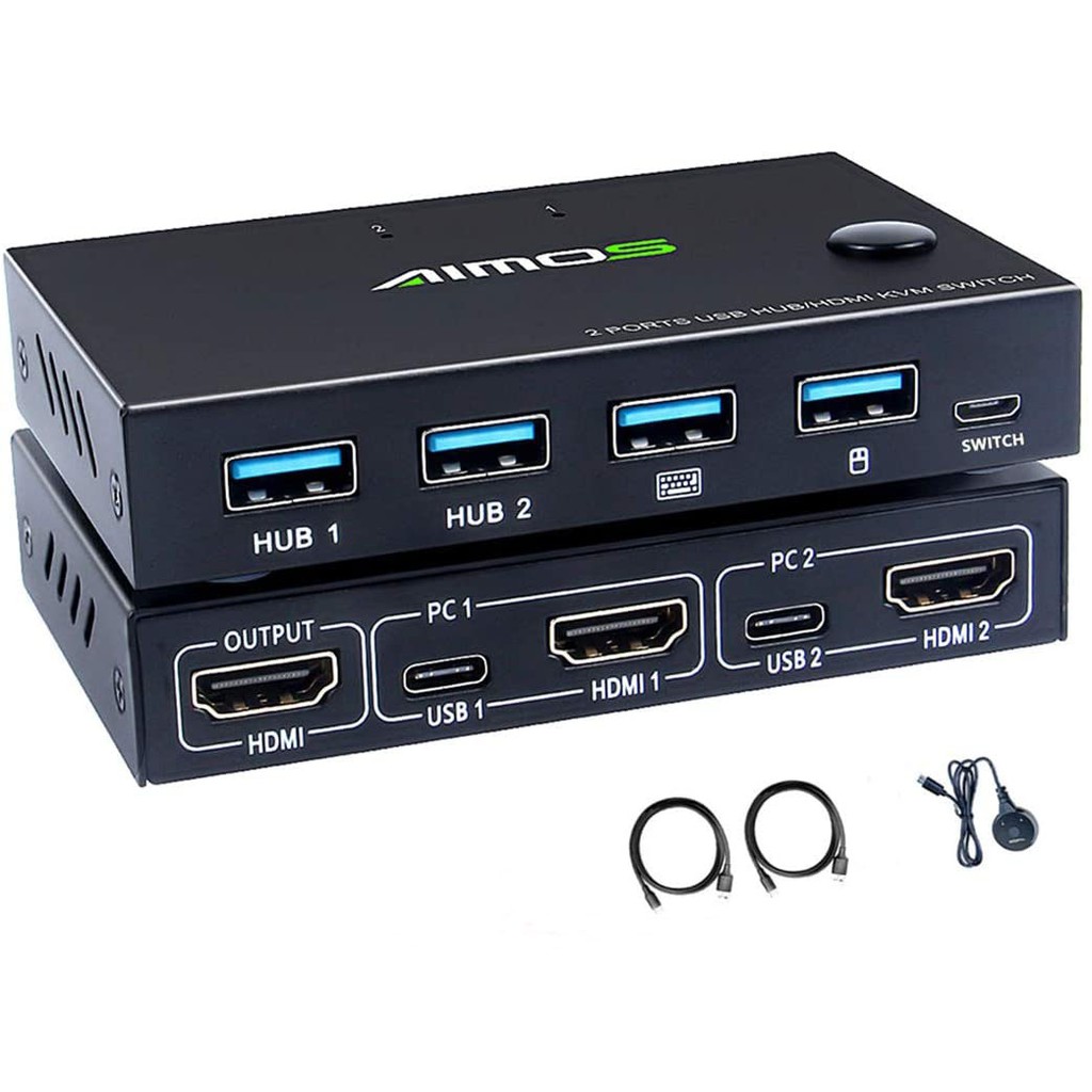 สวิตช์ HDMI KVM 2 พอร์ต 4K USB Switch KVM VGA Switcher HDMI USB Hub KVM กล่องสวิตช์สําหรับแชร์เครื่อ