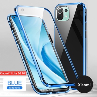 เคสโทรศัพท์กระจกนิรภัยโลหะแม่เหล็กสําหรับ Xiaomi 11 Lite 5G Ne 11T 11 T Pro 360 11Lite 5G Ne