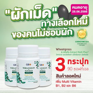 ** โปรสุดคุ้ม ** ผักเม็ด 3 กระปุก (90 เม็ด) Wheatgrass &amp; Alfalfa Extract Multi Plus+ Q10 (ฟรีค่าส่ง)