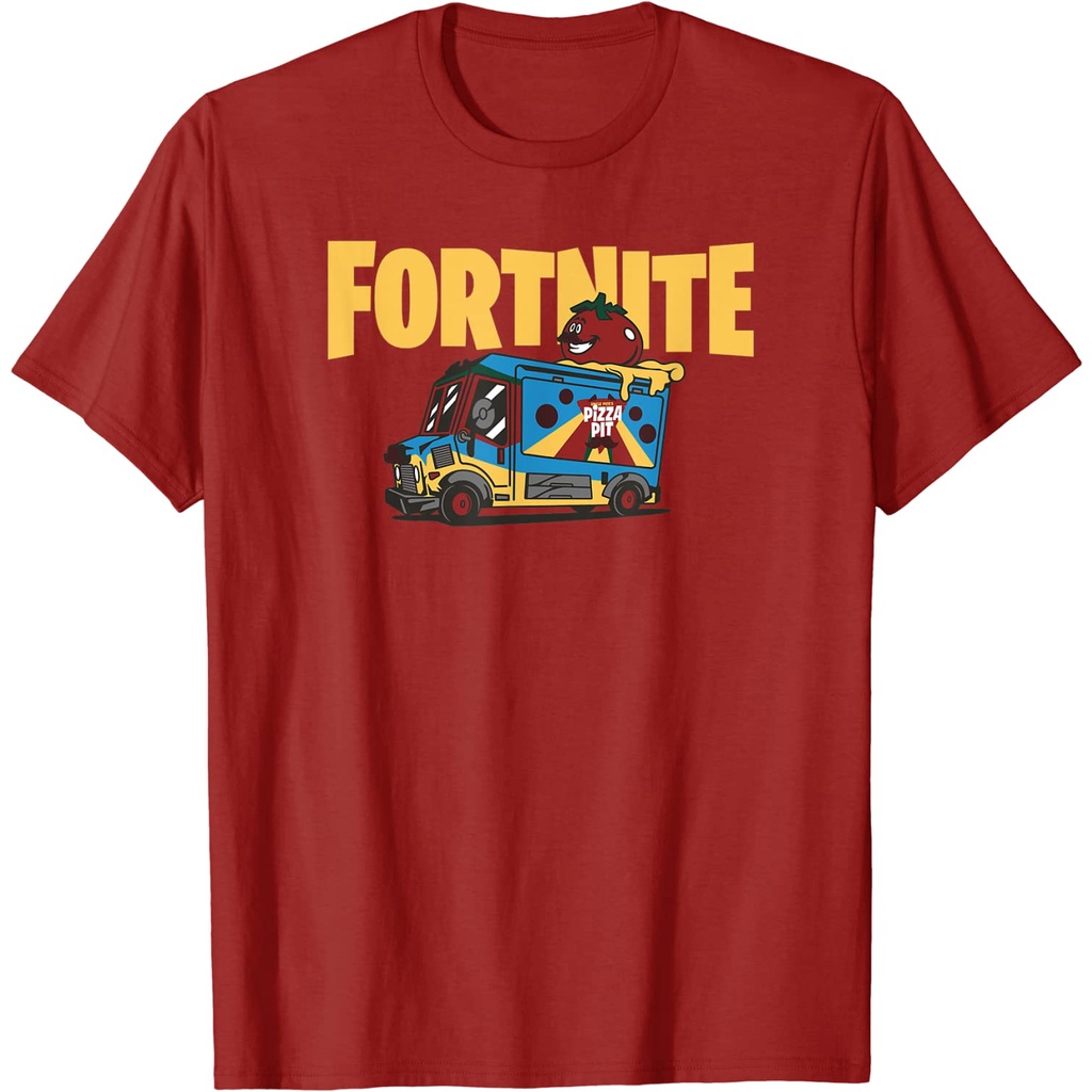 เสื้อยืดผ้าฝ้ายพรีเมี่ยม เสื้อยืด พิมพ์ลาย Fortnite Pete's Pizza Fortnite