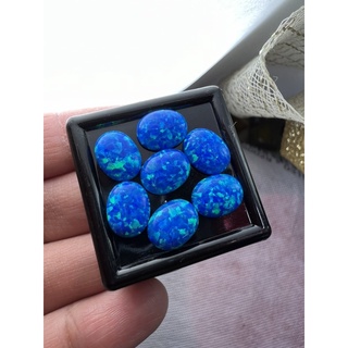 พลอยโอปอลเทียมสีฟ้า 8 × 6 มิล 2 เม็ด | Lab created opal Blue color oval 8x6mm 2 pcs