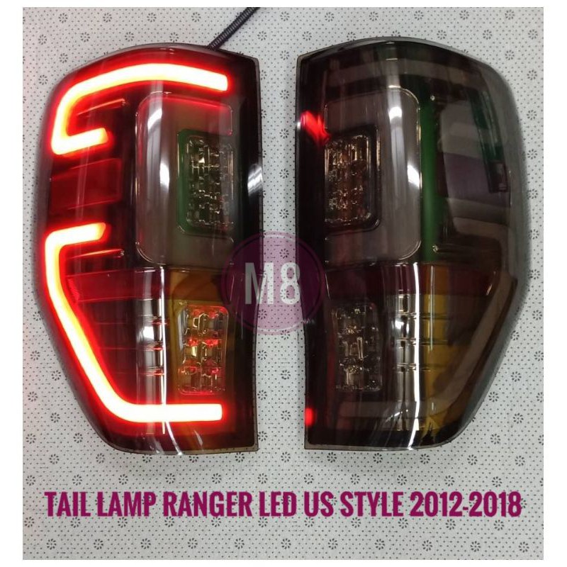 ไฟท้าย​ Ranger led 2012 2015 2018 2020​ T6​ MC​ ไฟท้ายแต่ง​ led Ford ranger สีสโมค​ taillamp​ Ford ranger LED US style​