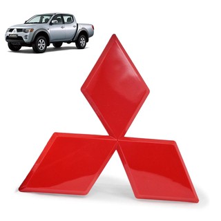 Logo โลโก้ ติดกระจังหน้า Mitsubishi สีแดง สำหรับ Mitsubishi Triton ปี 2005-2012