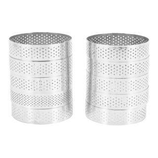 10 Pcs Circular Stainless Steel Tart Ring Tower Pie Cake Mould Baking Tools Perforated Cake Mousse Ring,8cm