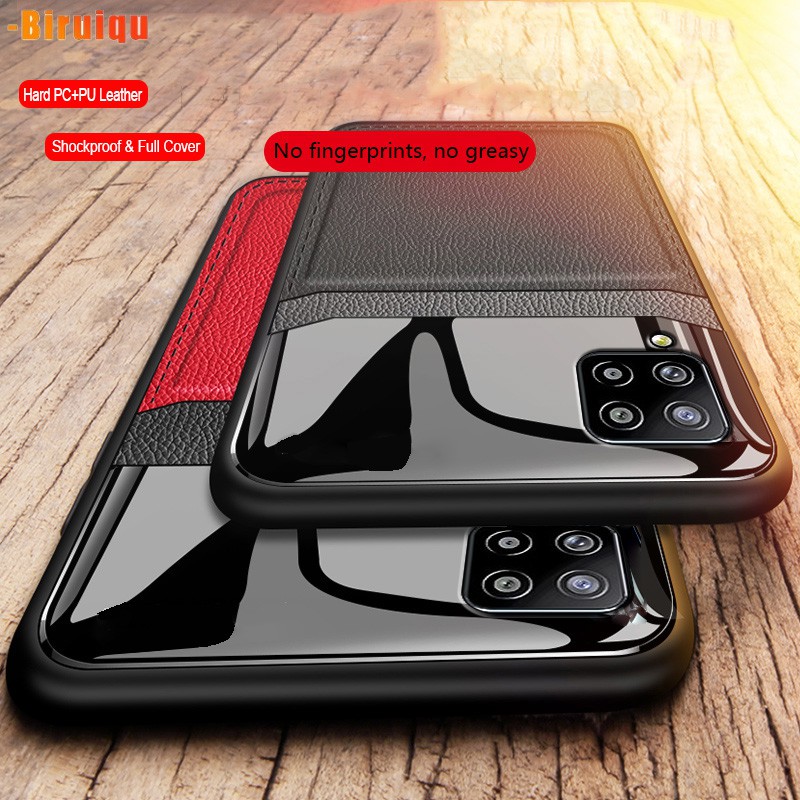 Comebuy Samsung Galaxy A42 5G Hard Case PU Leather PC Shockproof Classic Case Covers