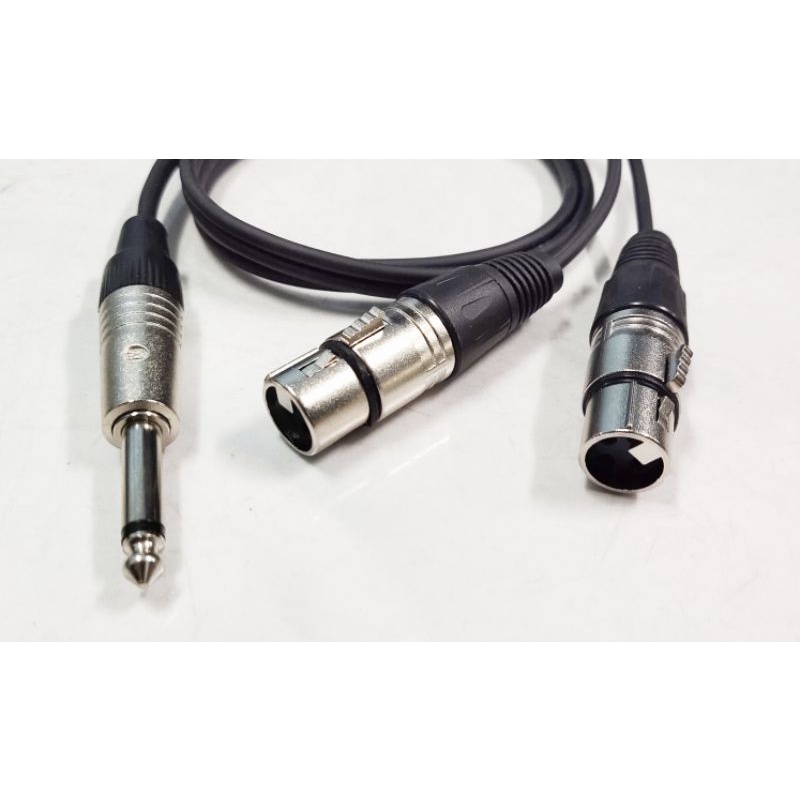 สายXLR สายสัญญาน มิกซ์ สายเสียบเครื่องเสียง ปลั๊กไมค์โมโน 1ตัว ออก แจ็คแคนนอนตัวเมีย 2ตัว  ยาว1ม.และ2ม.  สายสัญญานเสียง
