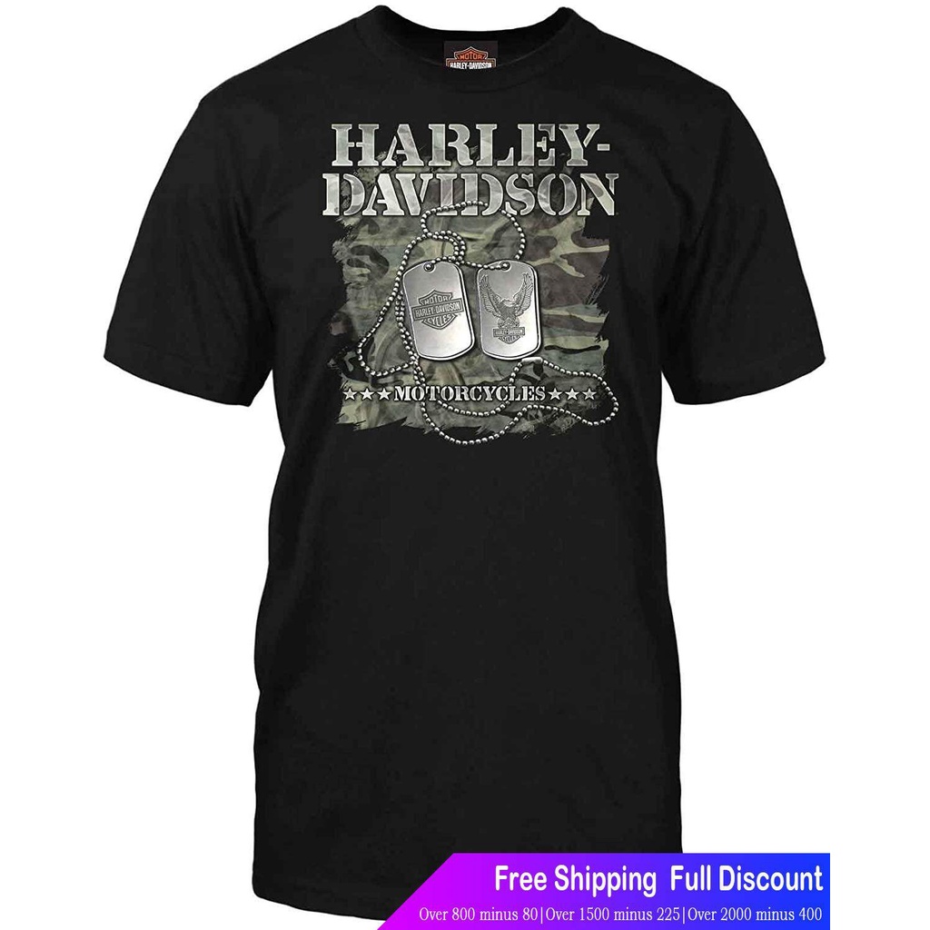 สุดยอดไฟ Harley-Davidson เสื้อยืดผู้ชายและผู้หญิง Harley-Davidson Military - Men's Short Sleeve Grap