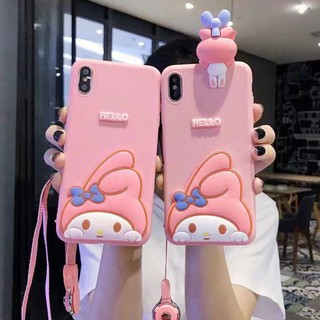 เคสโทรศัพท์มือถือ ลายการ์ตูนเมโลดี้ พร้อมสายคล้องคอ สําหรับ OPPO Reno5 F F17 A73 2020 Reno4 Pro 4G 5G Realme C11 C12 C15 C17 7 7i X7 5 5i 5S 6 Pro