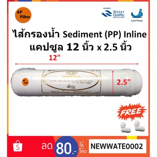 ไส้กรองน้ำ Sediment (PP) Inline แคปซูล 12 นิ้ว x 2.5 นิ้ว (หัวเกลียว)