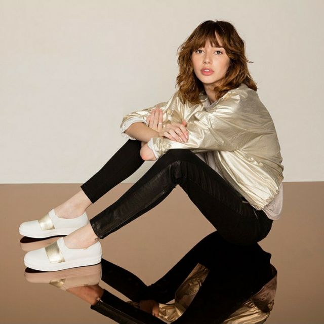 รองเท้าผู้หญิง KEDS Trible Bandeau Leather White, สินค้ามือสอง สภาพสวย