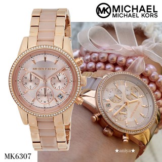 Michael Kors Ritz นาฬิกาข้อมือควอตซ์แฟชั่นสีโรสโกลว์ Mk6307 MK6357-100 % Mk - 104