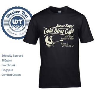 Cotton T Shirt Men ผู้ชายเสื้อยืด สตีวีเรย์วอห์นส่วยชายเสื้อยืด เสื้อยืดลายหนทาง SRV Cold Shot Design