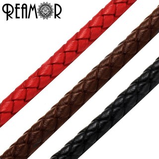 REAMOR (6mm) หนังแท้ถัก ยาว 25 cm. คุณภาพสูง สีและลายสวยงาม สำหรับทำสร้อยข้อมือ DIY