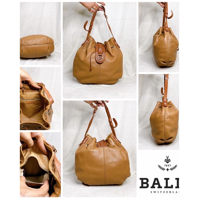 👝: BALLY Vintage Brown Leather Hobo Bag แท้💯%
