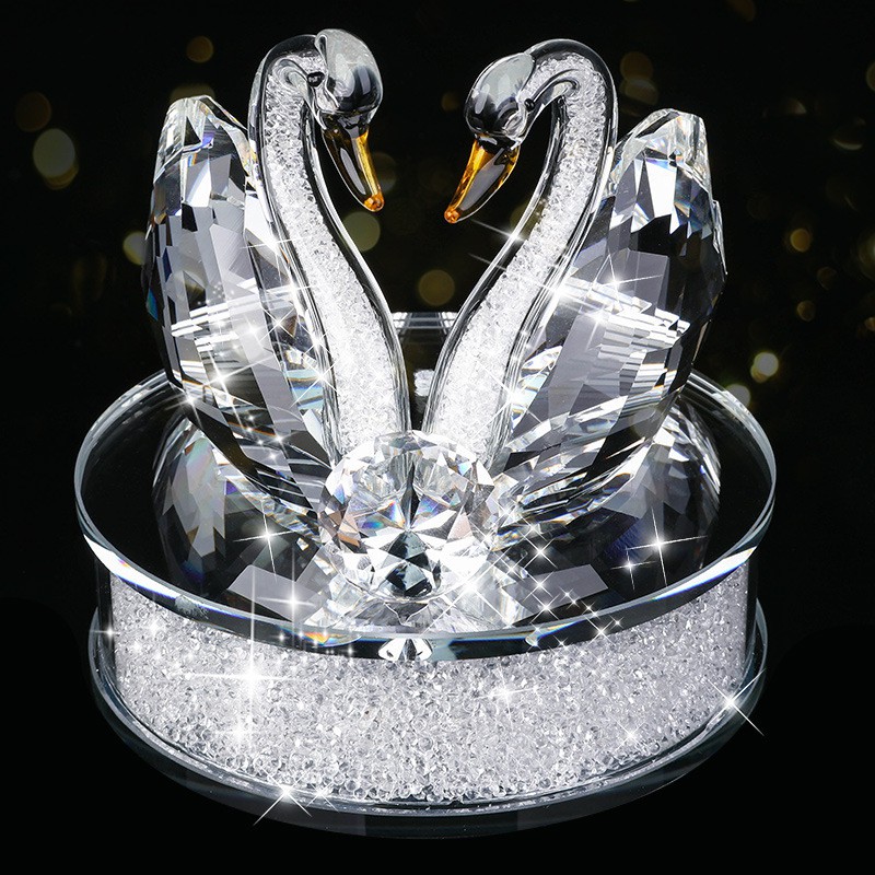 Exquisite Handmade Crystal Swan Crystal Animal Figurines Glass Car Ornament  Decor Coule Swan With Base Home Decor Xmas G | Shopee Thailand