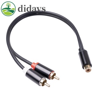 Didays 1 RCA Female to 2 RCA Male Y Splitter สายเคเบิ้ลเชื่อมต่อ ชุบทอง 29 ซม.