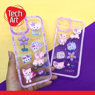 เคส I7+ / I11 / I13 เคสมือถือ นิ่มใส กันกล้อง ซิลิโคน พิมพ์ลายการ์ตูน ติดการ์ตูนแมวนูน