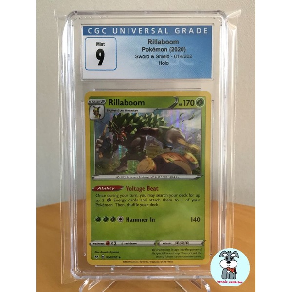 Pokemon Sword & Shield Holo Rare Rillaboom 14/202 CGC 9 Mint