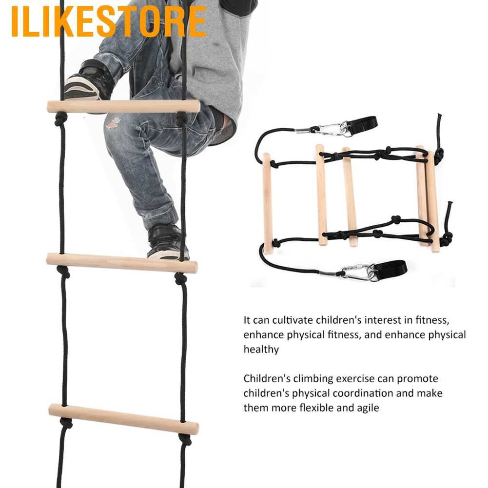 Ilikestore เชือกบันไดไม้ 5 Rungs พร้อมตะขอเกี่ยวสําหรับเด็ก ...