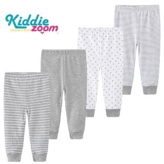 Kiddiezoom 4PCS ทารกแรกเกิด กางเกงขายาว กางเกง เด็กผู้ชาย เสื้อผ้า สีเทา ลายทาง+ สีเทาขาว ลายทาง+ ดาว+ สีเทาบริสุทธิ์  เวอร์ชั่นเกาหลี กางเกงนอน ผ้าฝ้ายแท้ สาว รายวัน ที่รัก