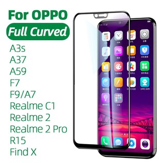 ฟิล์มกระจกกระจกนิรภัยกันรอยหน้าจอ 5 D สําหรับ Oppo A 3s A 37 A 59 F 9 / A7 Realme 2 Pro Find X R 15 C 1 F 7 5 D 9h