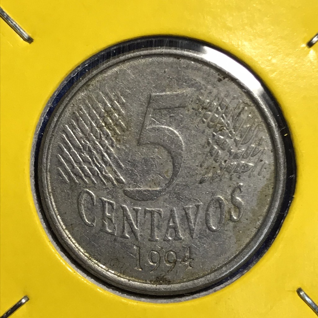 เหรียญเก่า#14918 ปี1994 บราซิล 5 CENTAVOS เหรียญต่างประเทศ เหรียญแท้ เหรียญหายาก น่าสะสม