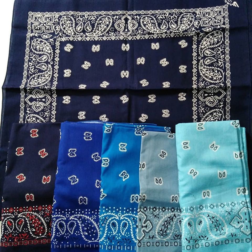 ผ้าเช็ดหน้าลายลูกน้ำ Bandana  (มีทุกสีที่ลงรูปเอาสีอื่นเพิ่มทักแชท) ผ้าโผกผม ผ้าคอตตอล100%(รับประกันสีไม่ตก)