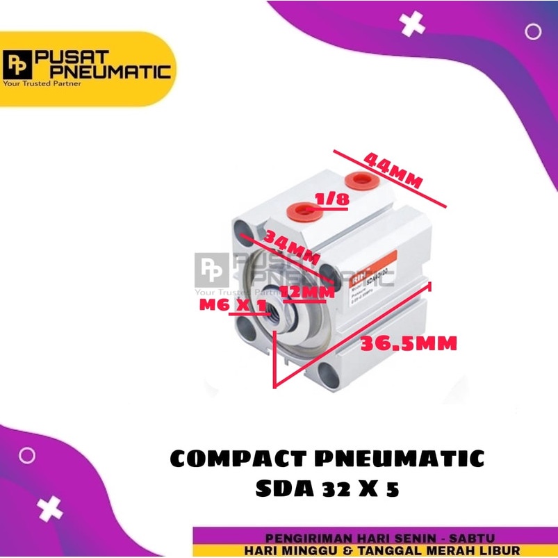 PNEUMATIC COMPACT CYLINDER sda32X5 / SDA 32 X 5