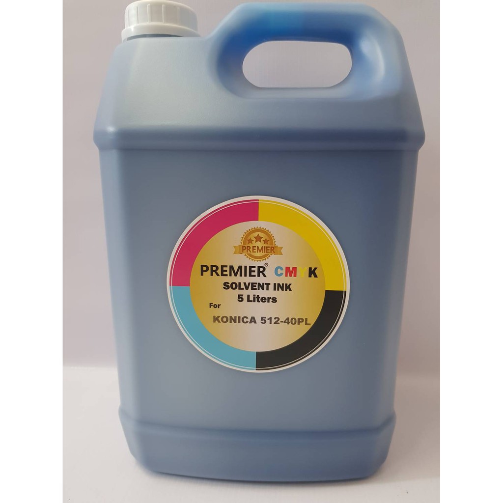 หมึกสี Solvent ink สำหรับ หัวพิมพ์ Konica 512i 40PL 5ลิตร ไร้กลิ่น PREMIER SOVENT INK 40PL สี Cyan (