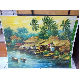 ภาพติดผนัง ภาพคลอง ลำธาร มีติดบ้าน เสริมฮวงจุ้ย เสริมสุข ขนาด 16x20นิ้ว ของขวัญ ที่ระลึก ของฝาก