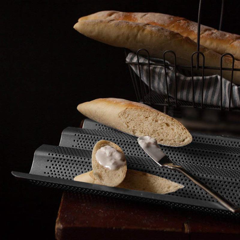 Hotec Baguette Baking Mould For 3 Baguettes With Non-Stick Coating