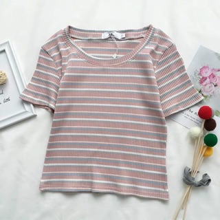 🔸𝗡𝗲𝘄 𝗶𝗻 เสื้อคอกลม 🔸⁣⁣ งานนำเข้า พร้อมส่ง สีออกชมพู พาสเทล น่ารักมาก⁣⁣ ผ้า cotton🔸