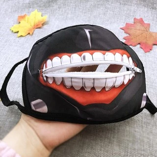 พร้อมส่ง ! ได้รับใน 1-2 วัน ผ้าปิดปากลายหน้ากาก โตเกียวกูล แบบมีซิป KANEKI KEN คาเนกิ เคน TOKYO GHOUL