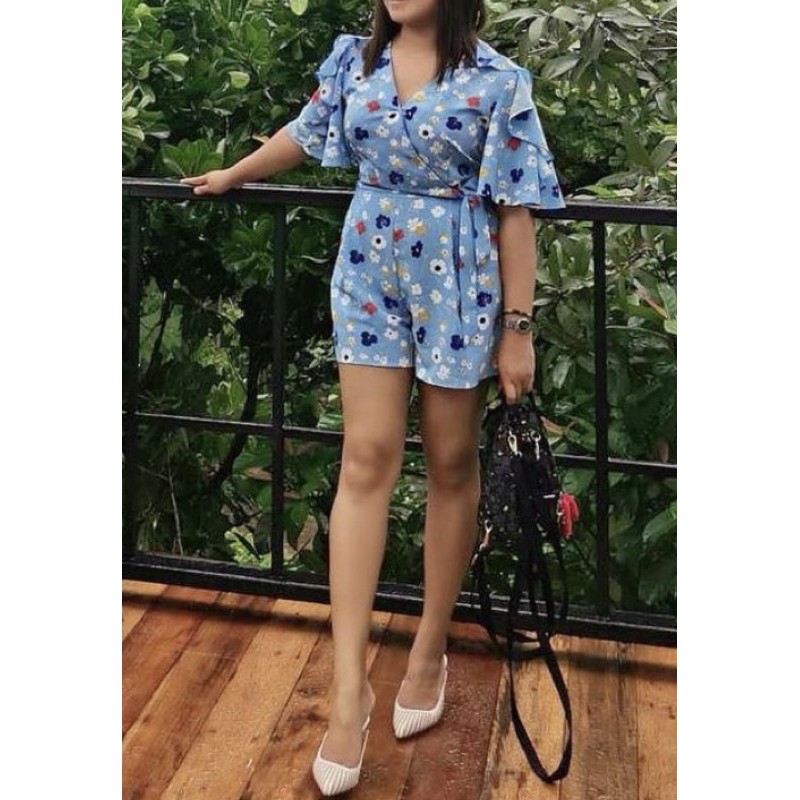 เดรสสั้น Jaspal สีฟ้า ลายดอก (มือสอง) สภาพใหม่มาก แท้ 💯