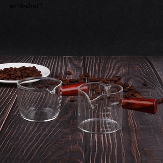 [WillbehotT] แก้วกาแฟ นม เอสเปรสโซ่ ด้ามจับไม้ ขนาด 75 มล.