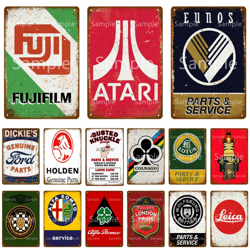 คลาสสิก Eunos Alfa Romeo Lotus ชิ้นส่วนบริการ Plaque Vintage รถมอเตอร์ป้ายตกแต่ง Atari เกมโปสเตอร์โรงรถตกแต่ง YL046