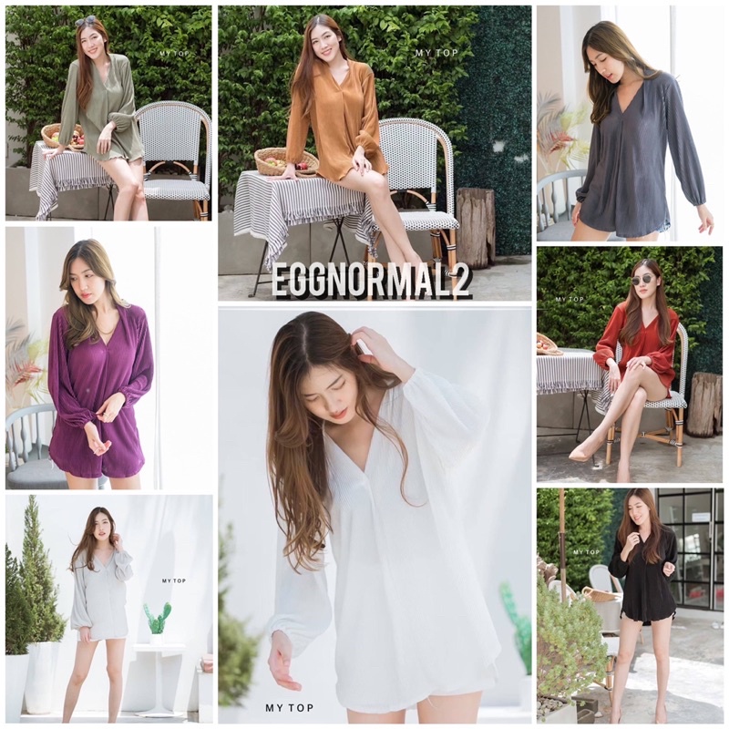 [ส่งไวมาก]📢MY​TOP​ 🌈Code:H37​เสื้อพลีทแขนยาวจั๊ม ทรงวี ชายระบาย งานสวย ดูแพง ตัวใหญ่เล็กใส่สวยย