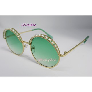 แว่นตา GAMT Round Sunglasses Pearl Mosaic - Green กรอบทองประดับมุก เลนส์ไล่ระดับสีเขียว ของแท้ พร้อมส่ง