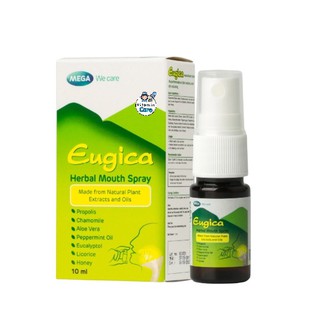 Exp.5/25 (10 มล) สเปรย์พ่นคอ ยูจิก้า เฮอร์บอล เม้าท์ สเปรย์ Mega We Care Eugica Herbal Mouth Spray