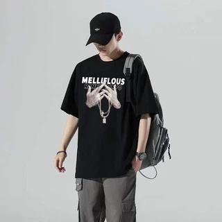 TS MEN เสื้อยืดคอกลมแขนสั้น เสื้อยืดผู้ชาย ทรงหลวม คุณภาพสูง(สีดำ สีขาว) รุ่น T50