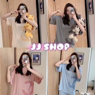 JJ​ Shop​💜​พร้อมส่ง เสื้อแขนสั้น+กางเกง3ส่วนผ้านิ่มใส่สบายมาก ลายCC "DX-CC" -​N  05